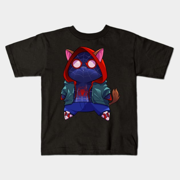 Miles Morales PopCat Kids T-Shirt by theninjabot